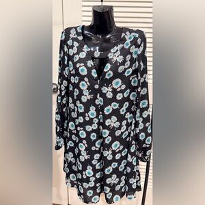 Express Black and Blue Floral Blouse